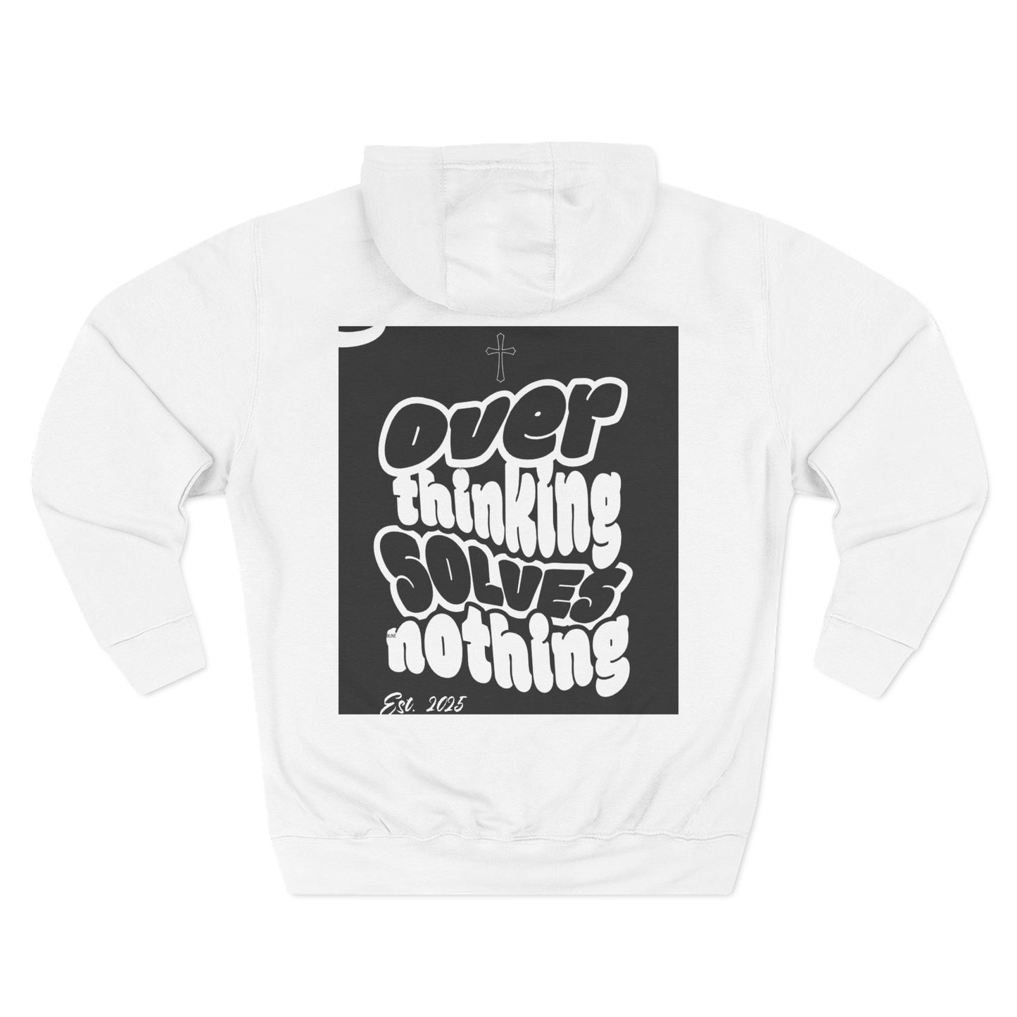 Three-Panel Fleece Hoodie with Unique Graphics - Perfect for Fall, Halloween, Casual Wear, Gift, Overthinking Design