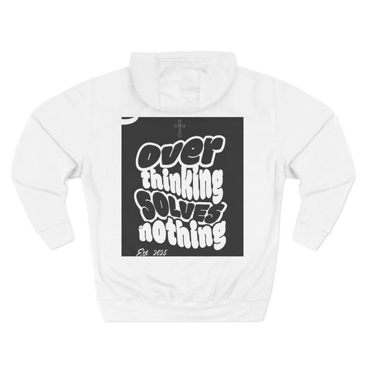 Three-Panel Fleece Hoodie with Unique Graphics - Perfect for Fall, Halloween, Casual Wear, Gift, Overthinking Design